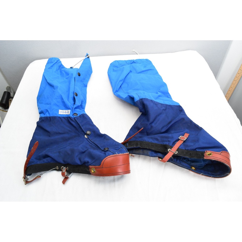 Chouinard Equipment Vtg Gaiters Blue Leather Mountaineering Gear FLAWS Patagonia